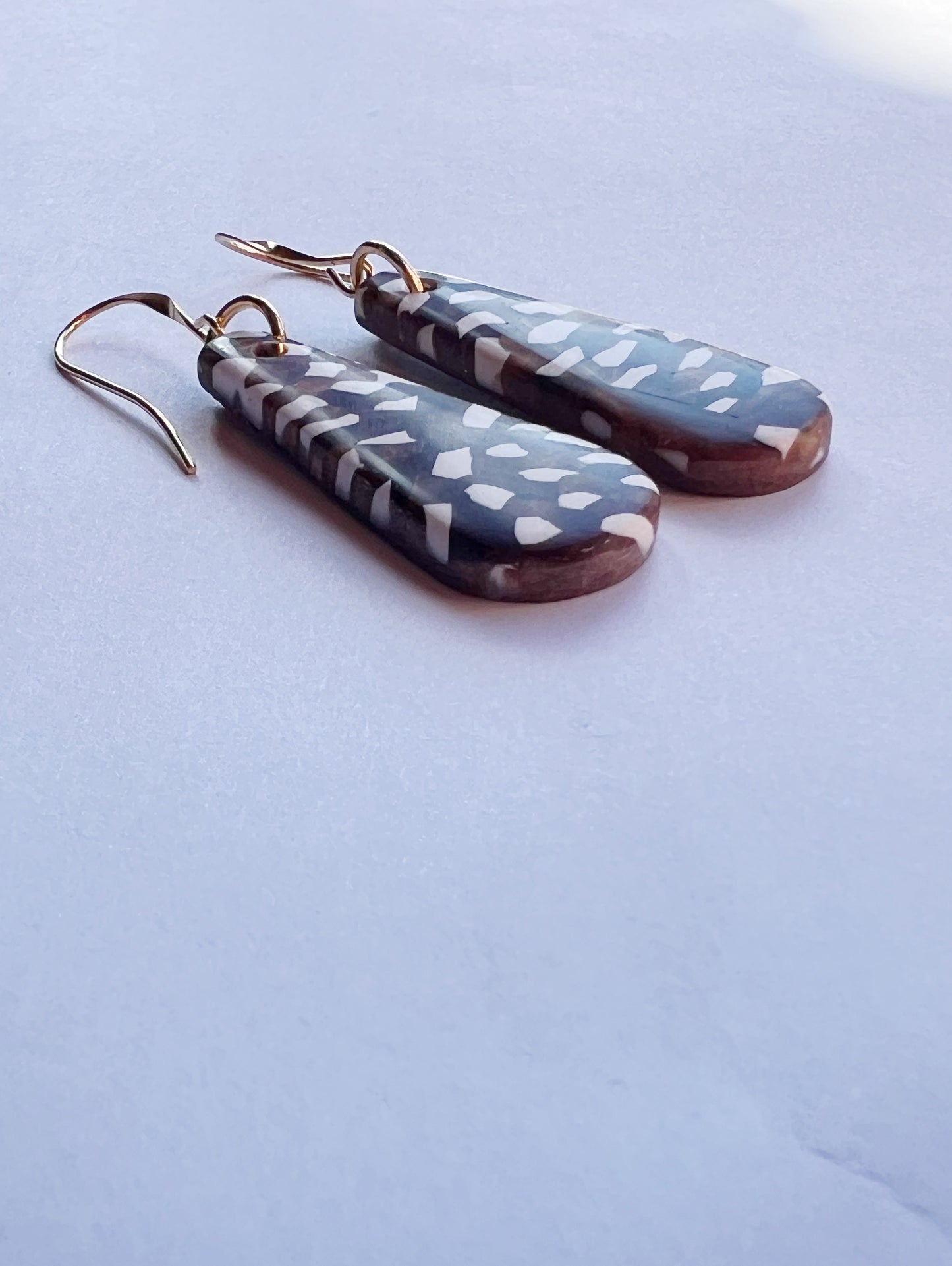 The Willow Earring in bronze and cream