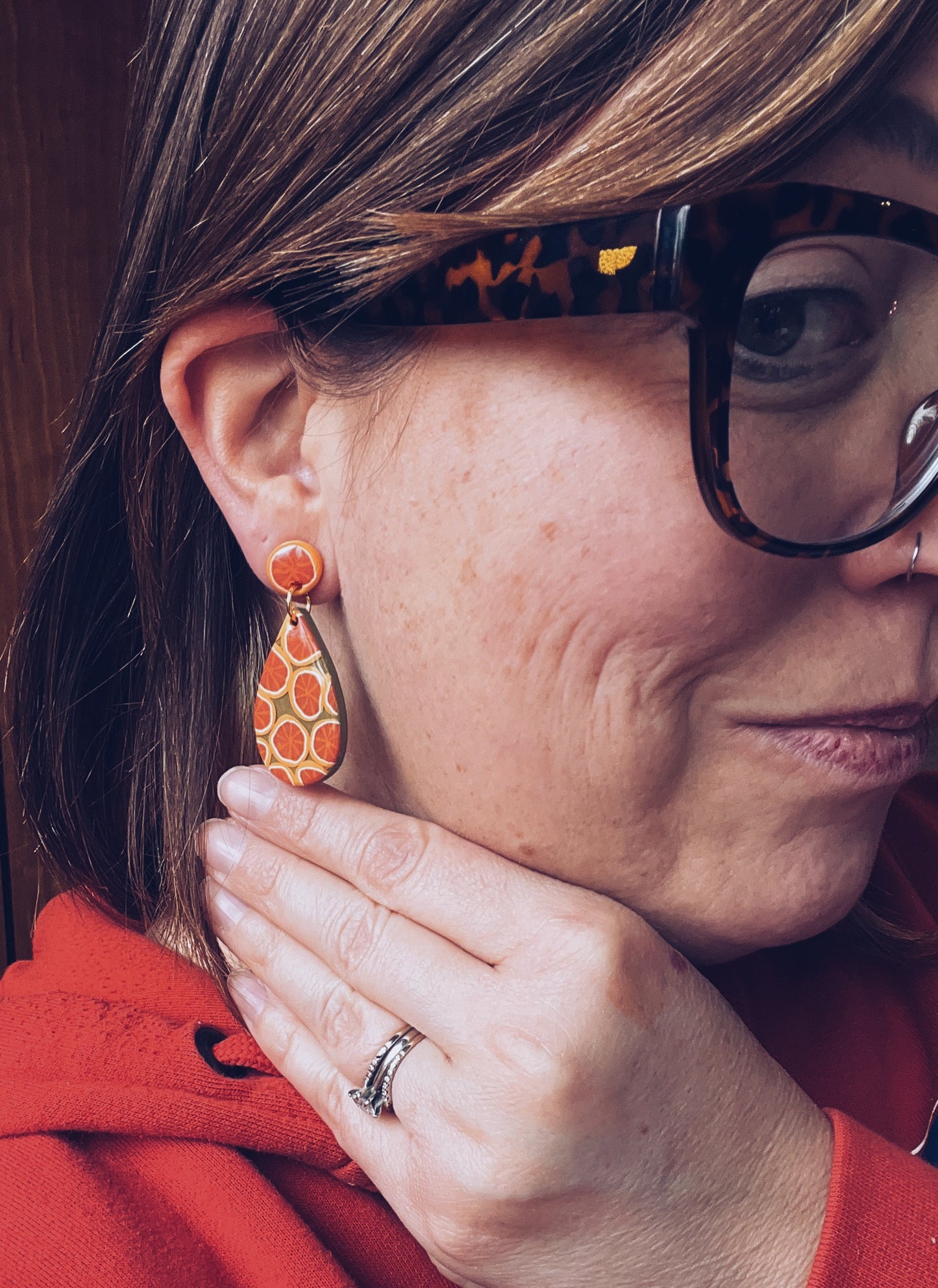 The Affinity Stud Earring in Orange juice
