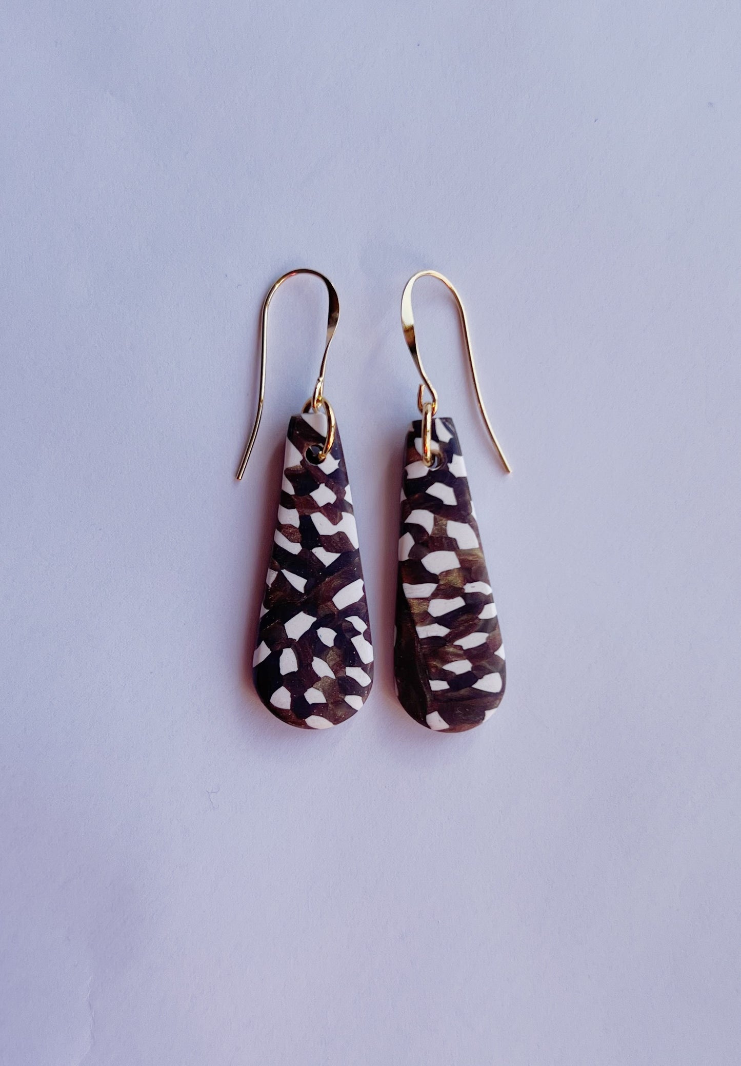 The Willow Earring in bronze and cream