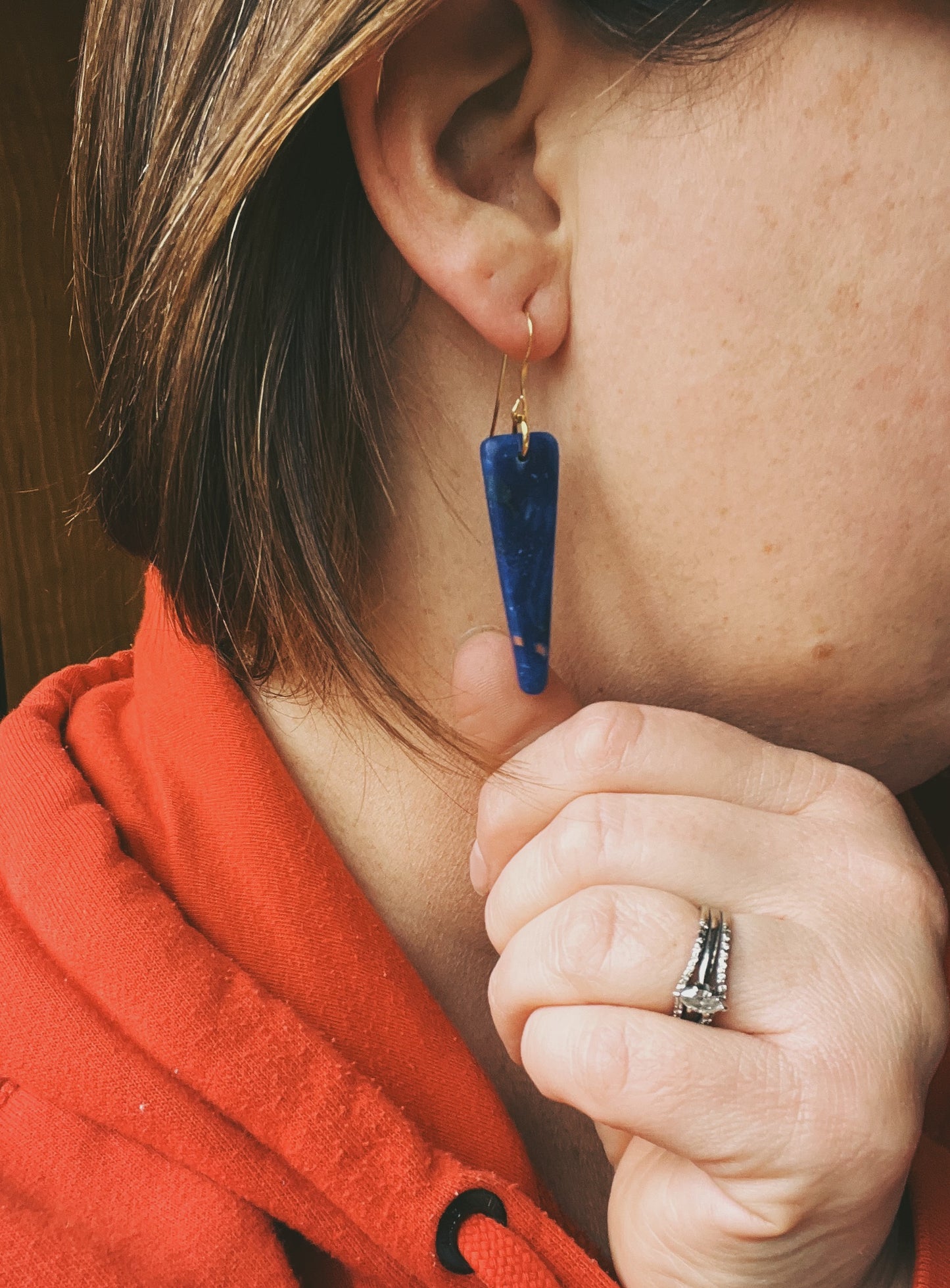 The Point Earring in cobalt