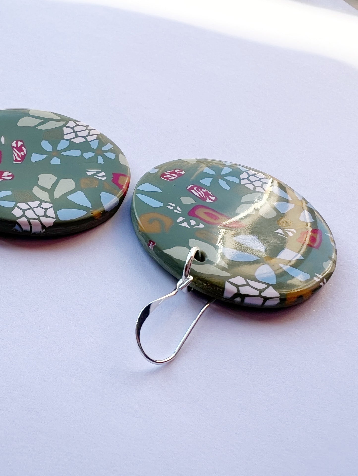 The Orbit Earring in green calico