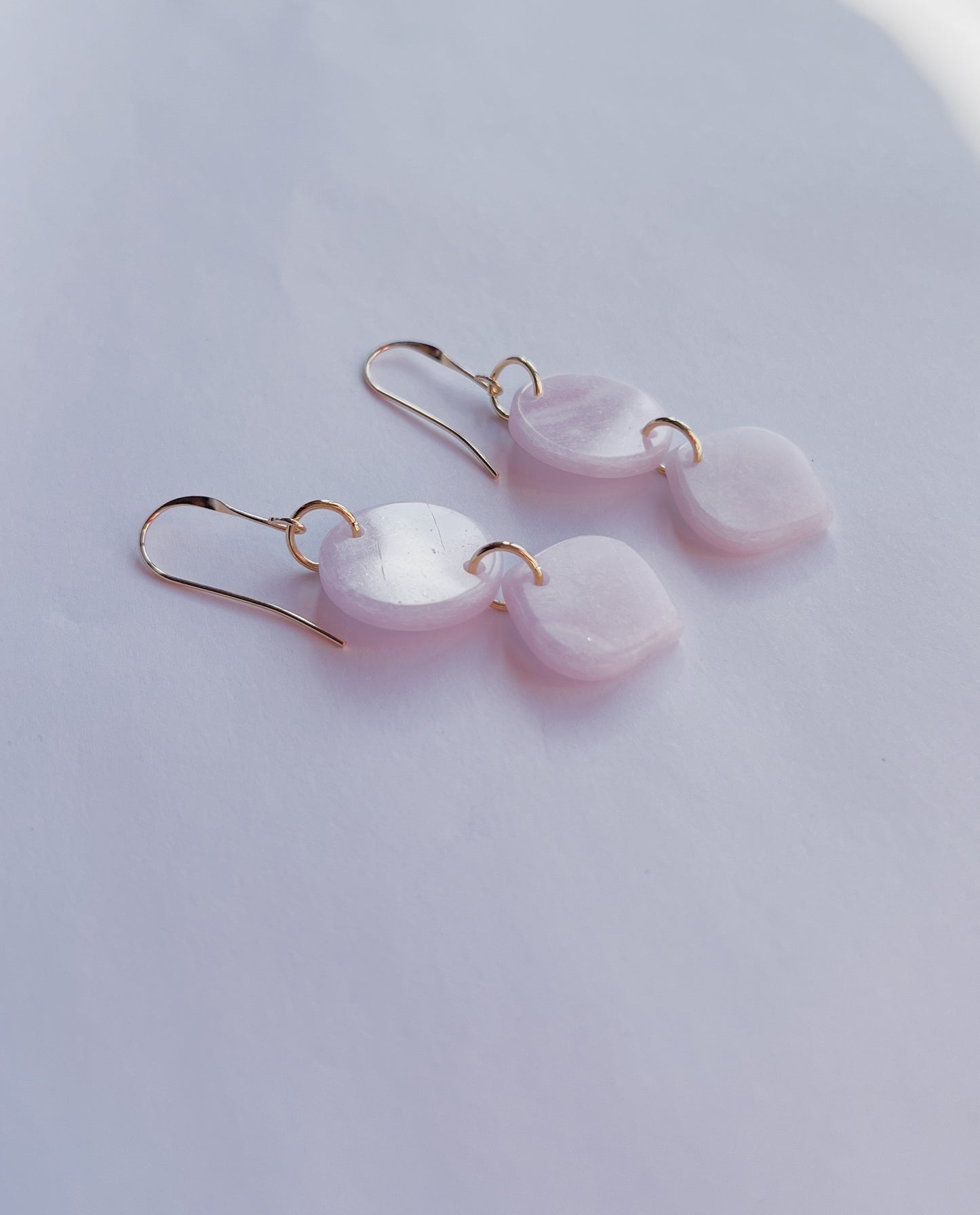 The Bauble Earring in faux rose quartz