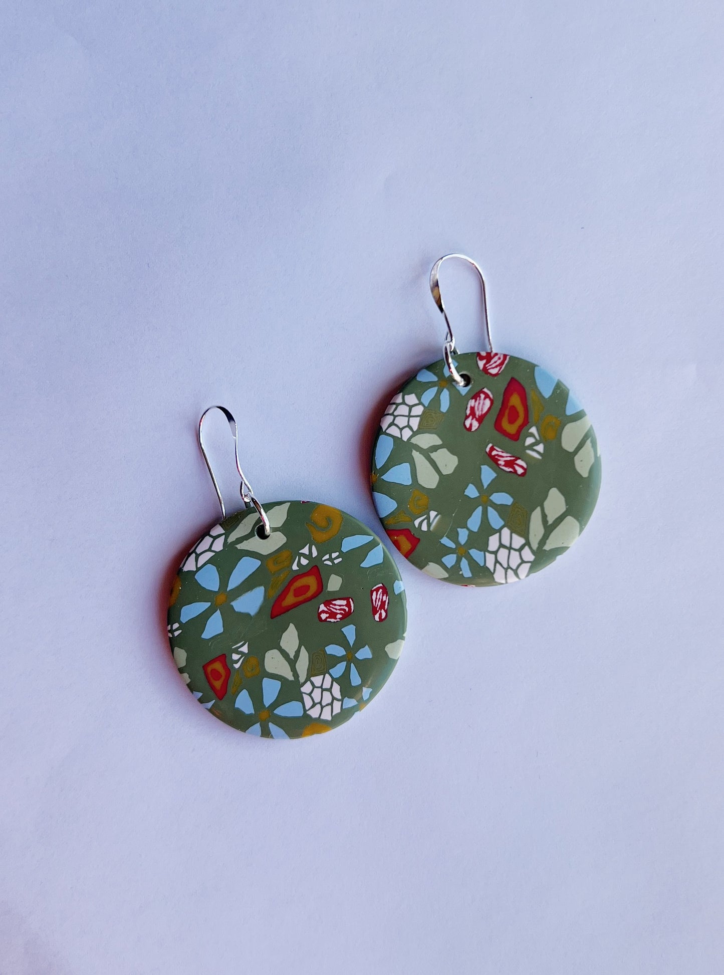The Orbit Earring in green calico