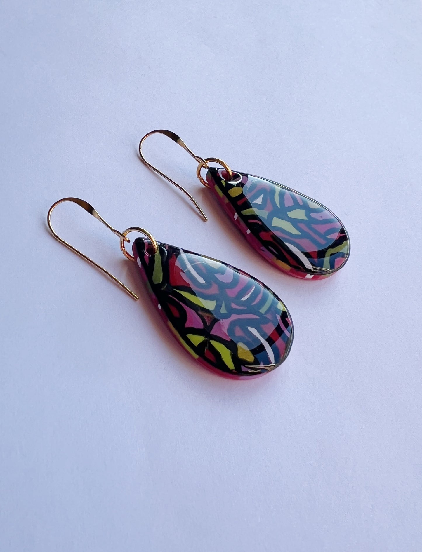The Affinity Earring in abstract stained glass