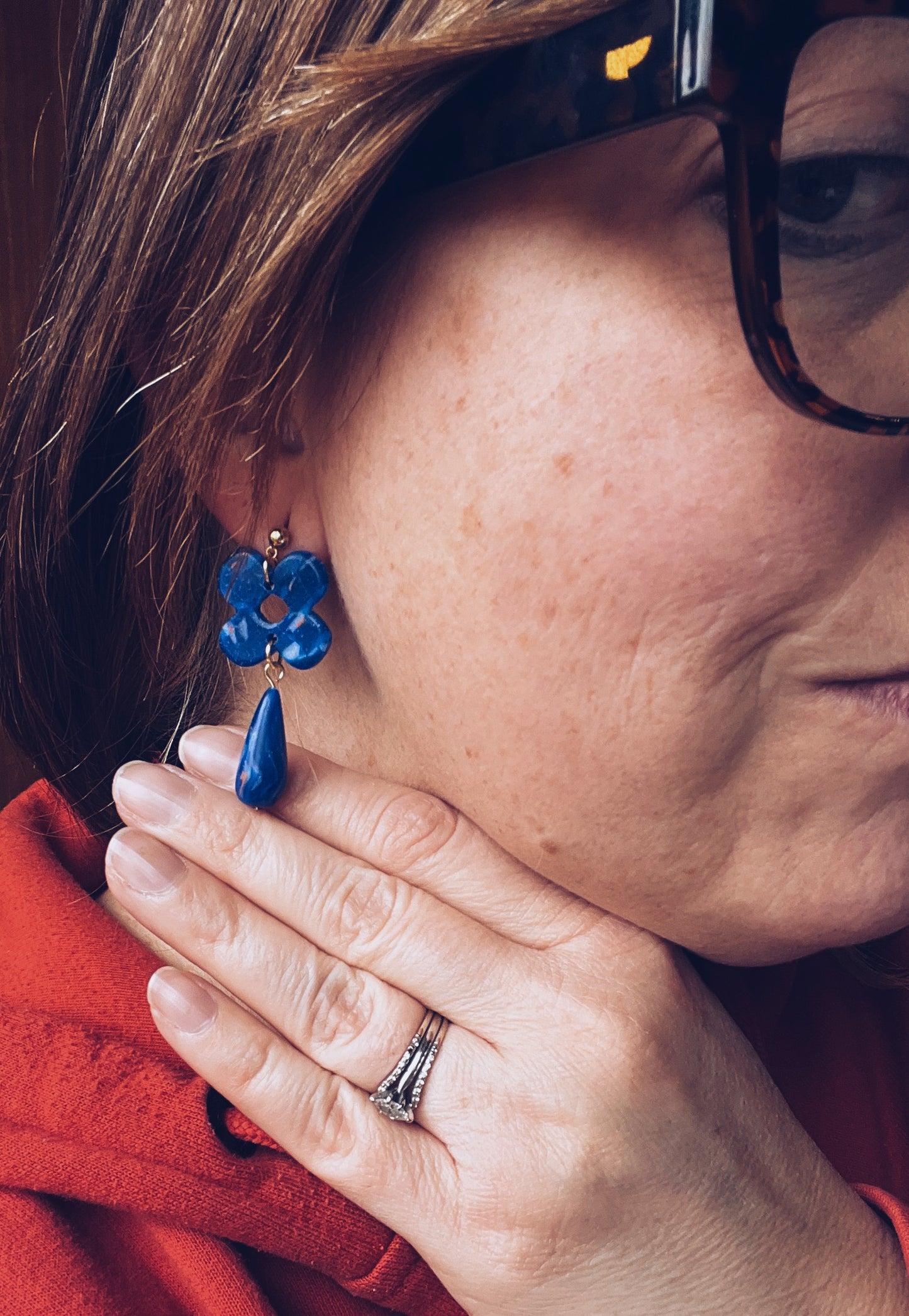 The Blossom Drop earring in cobalt
